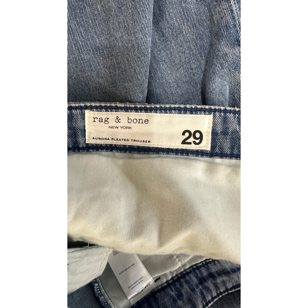 rag & bone Aurora Pleated Trouser Denim Winwood Size 29 Wide Leg Light Wash - Picture 9 of 10